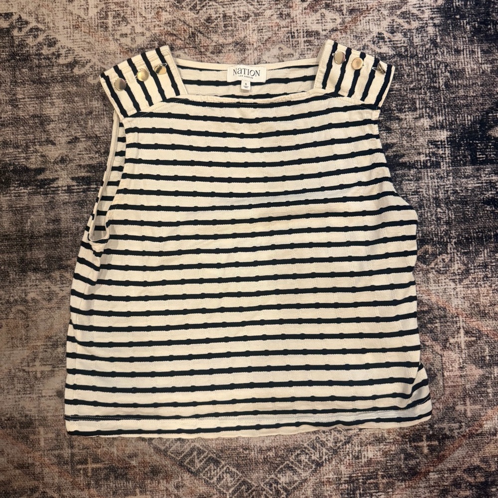 Nation LTD Black and White Striped Bettina Tank Top - Picture 2 of 4